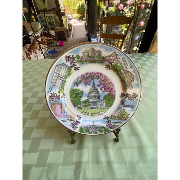 1980s US Capitol Washington DC Decor Souvenir Plate 7.5 inches Silberne Product - Picture 2 of 14